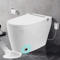 Heated Seat Smart OnePiece Toilet Automatic Flush Foot Sensor Blue Night Light 0