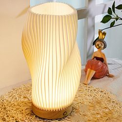 french cream style 3d pleated desk lamp, bedroom & study atmosphere
