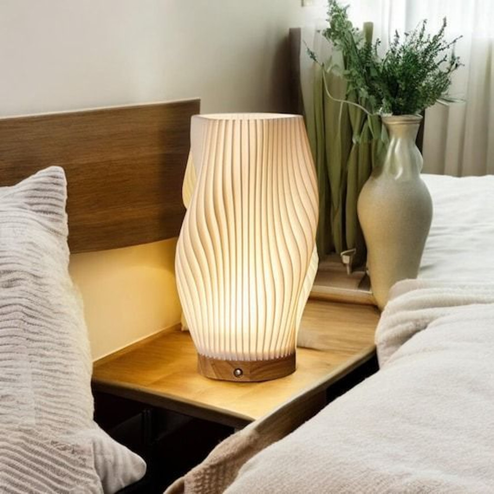 French Cream Style 3D Pleated Desk Lamp Bedroom Study Atmosphere 3