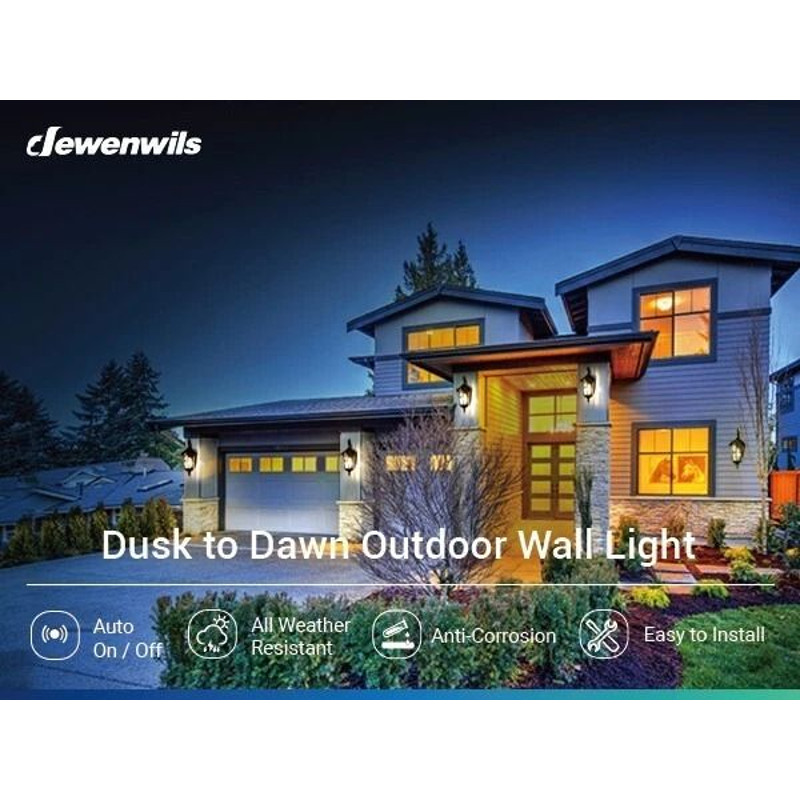 Wall Lamp Outdoor Light Fixtures Dusk to Dawn Lanterns for Porch Patio or Garage