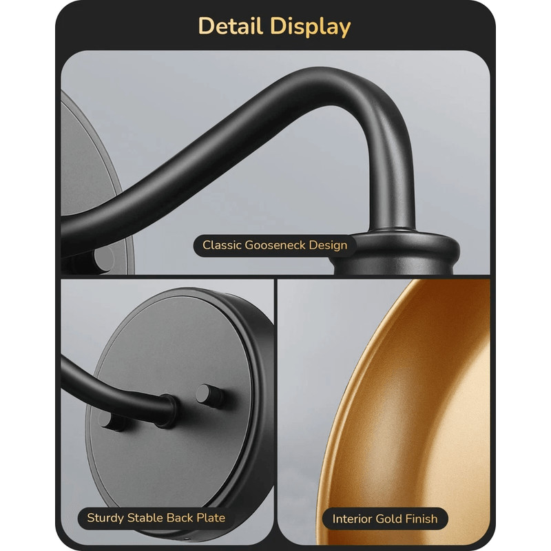 Dusk To Dawn Outdoor Wall Lights Farmhouse Gooseneck Barn Black Porch Lanterns 5