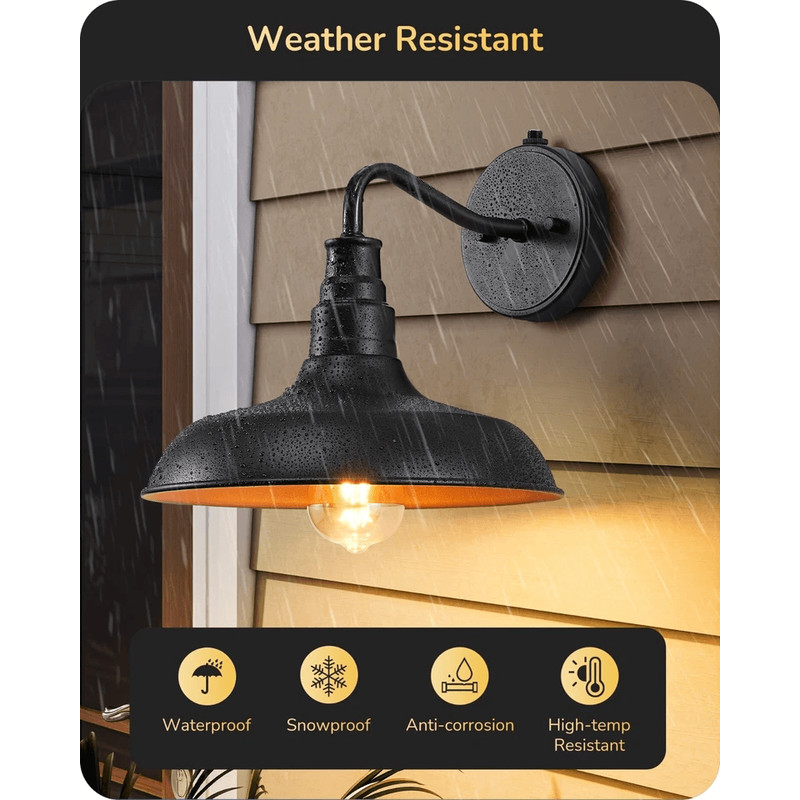 Dusk To Dawn Outdoor Wall Lights Farmhouse Gooseneck Barn Black Porch Lanterns 6