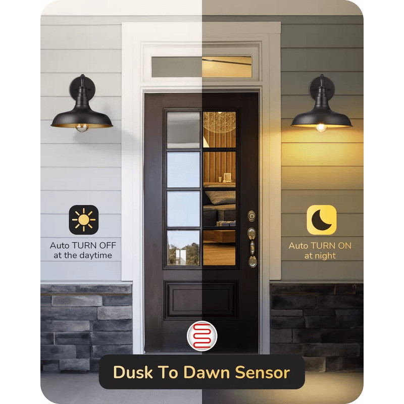 Dusk To Dawn Outdoor Wall Lights Farmhouse Gooseneck Barn Black Porch Lanterns 3