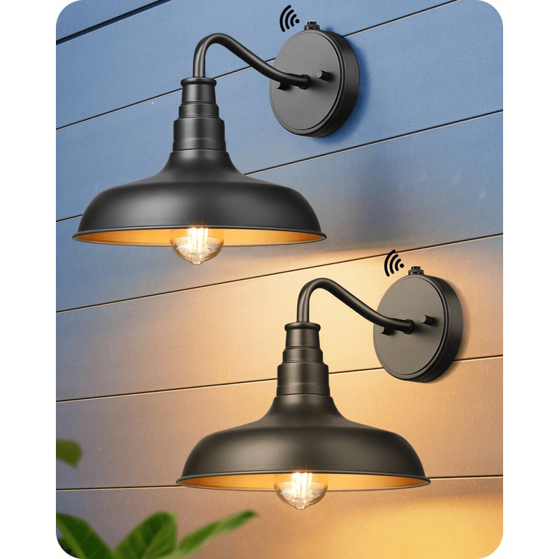 Dusk To Dawn Outdoor Wall Lights Farmhouse Gooseneck Barn Black Porch Lanterns 0
