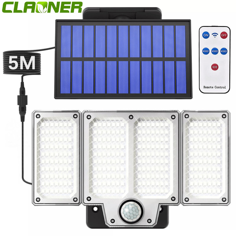 Solar Wall Light With Remote LED Garden Security Flood Lamp Indoors Outdoors 0