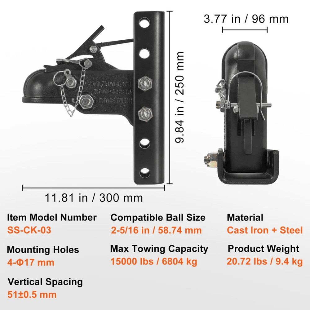 Adjustable Trailer Coupler Position Channel Bracket Kit Quick Release Hitch Coupler 5