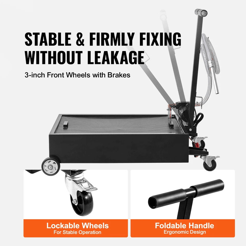 Low Profile Oil Drain Pan With Electric Pump  Swivel Casters Professional Fluid Disposal Cart 3