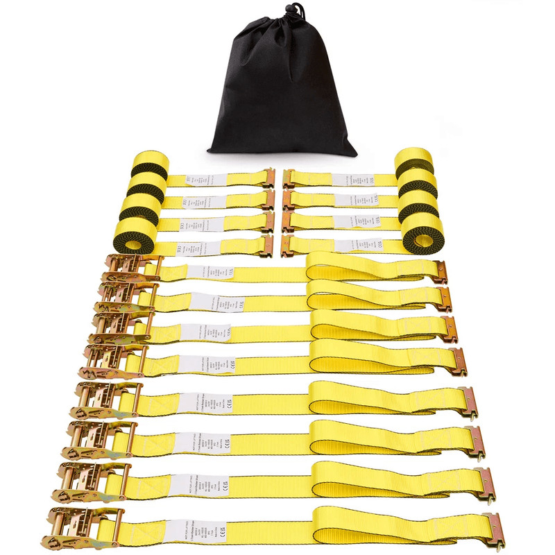 Ratchet Tie Down Straps Heavy Duty Cargo Securing Kit With E Track Hooks Storage Bag 0