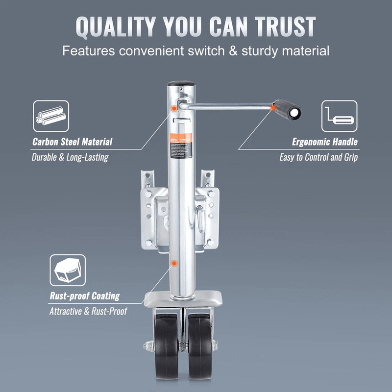 Trailer Jack For Boats RVs VEVOR Manual Swing Up Jack With PP Wheels Detachable Handle 3