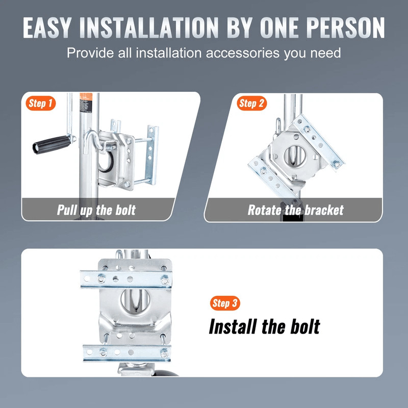 Trailer Jack For Boats RVs VEVOR Manual Swing Up Jack With PP Wheels Detachable Handle 2