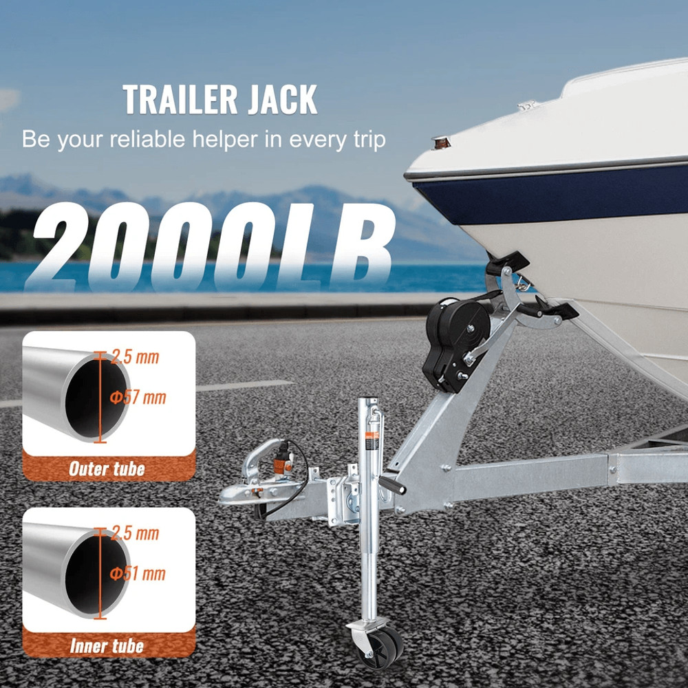 Trailer Jack For Boats RVs VEVOR Manual Swing Up Jack With PP Wheels Detachable Handle 1