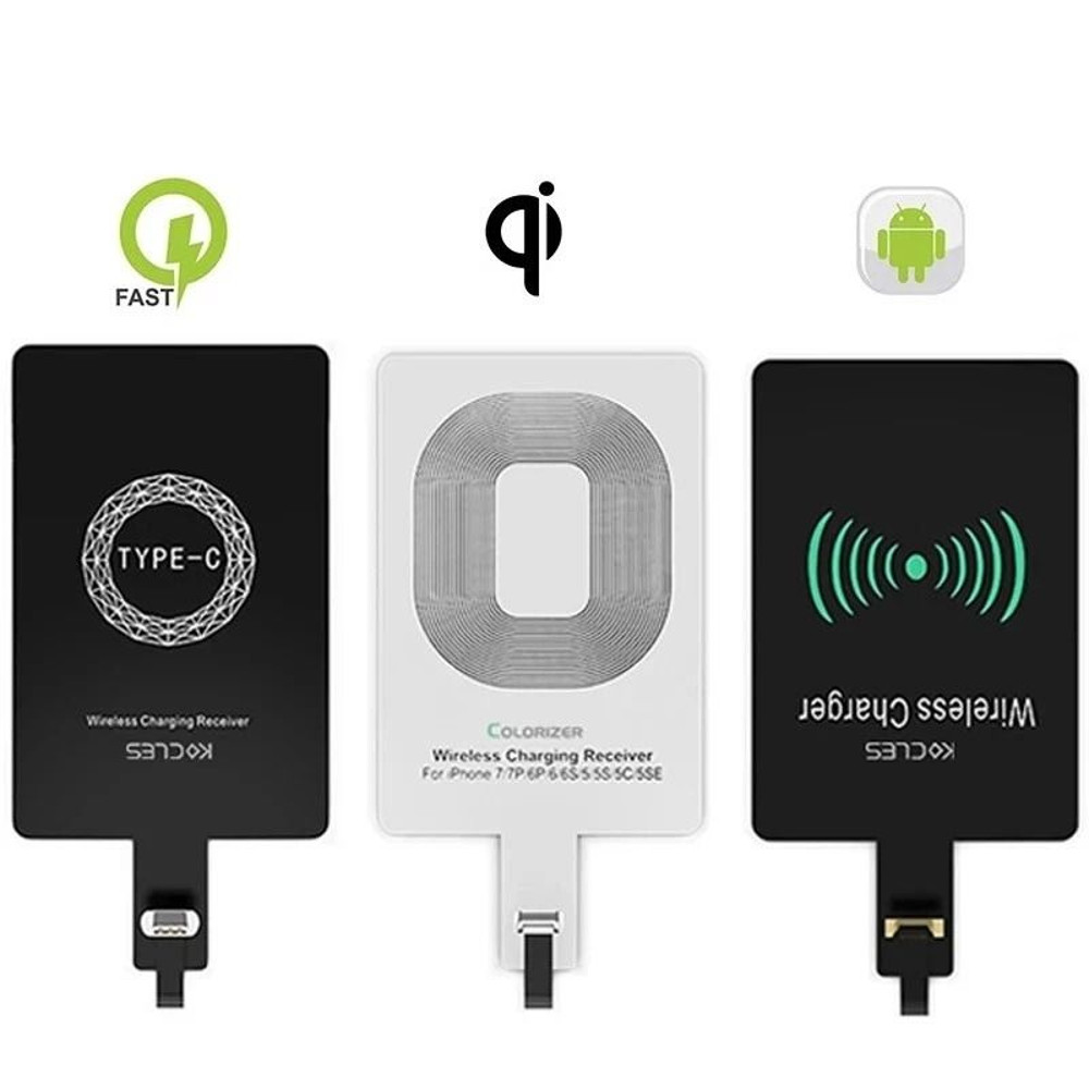 Fast Charging QI Wireless Adapter Compatible With Samsung Android Phones USB C  Micro USB 1