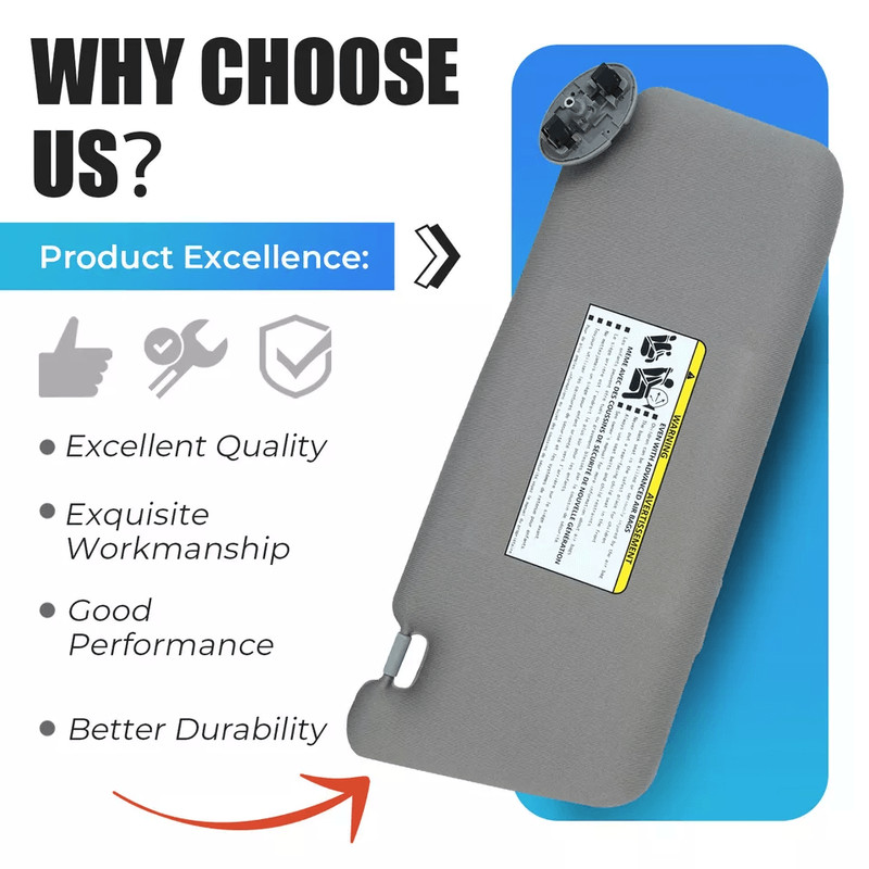 Left Driver Side Sun Visor Sunshade Without Sunroof For Toyota Camry Gray Replacement 2