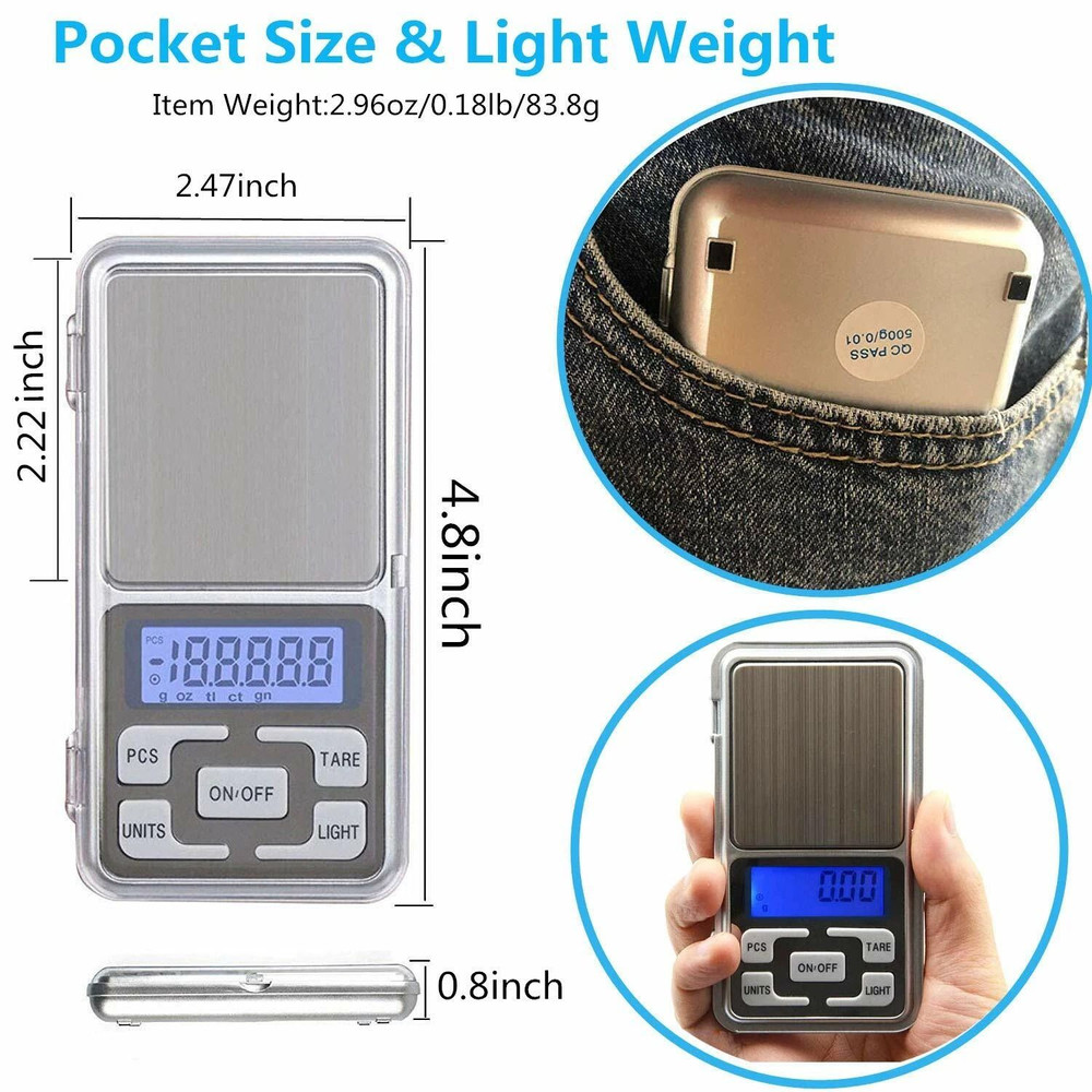 UltraPrecise 500g Pocket Scale 001g Mini Digital Balance For Jewelry Gold Small Items 10