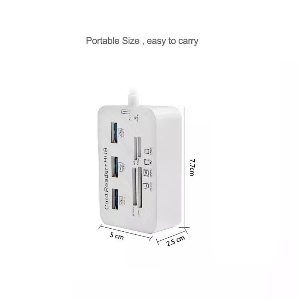 3in1 Aluminum USB 30 Hub Memory Card Reader Supports MS SD M2 TF Cards 4