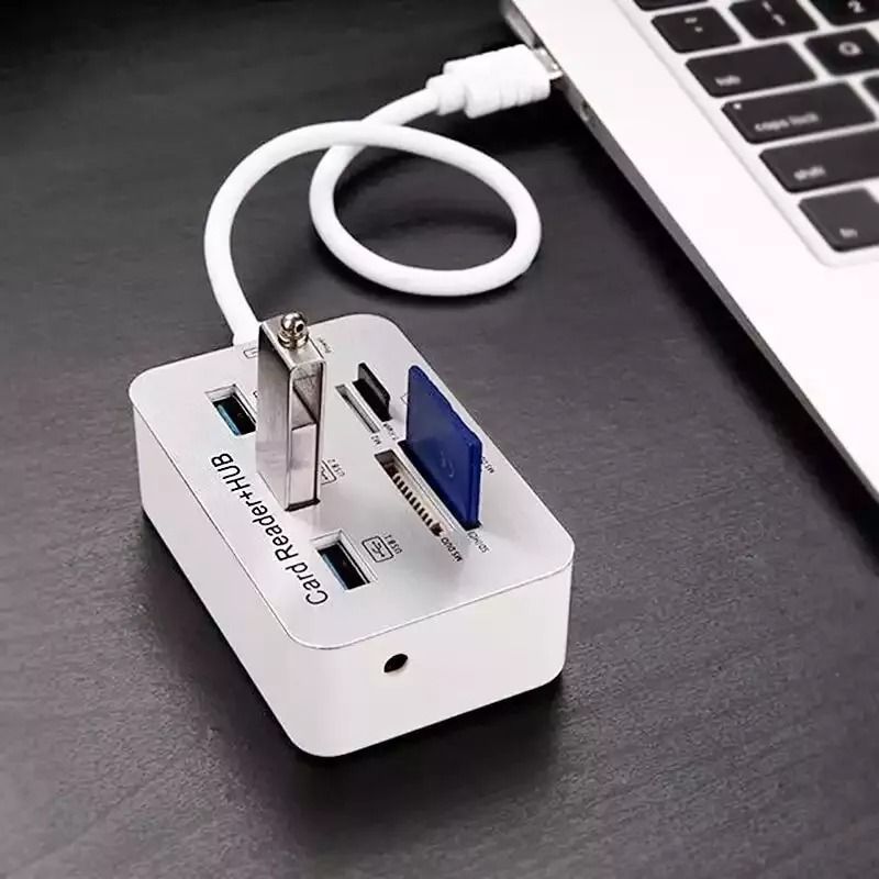 3in1 Aluminum USB 30 Hub Memory Card Reader Supports MS SD M2 TF Cards 0