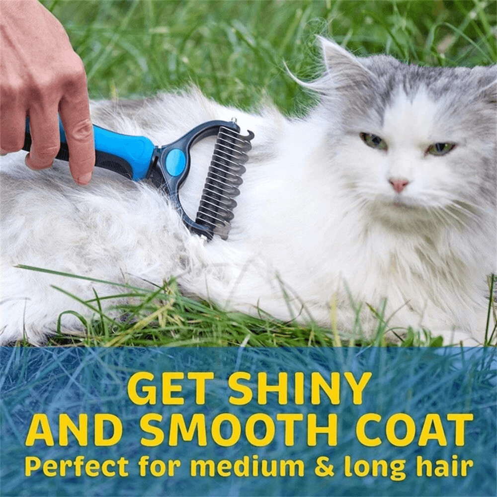 Double Sided Shedding Dematting Pet Grooming Brush Undercoat Rake Comb For Dogs Cats 3