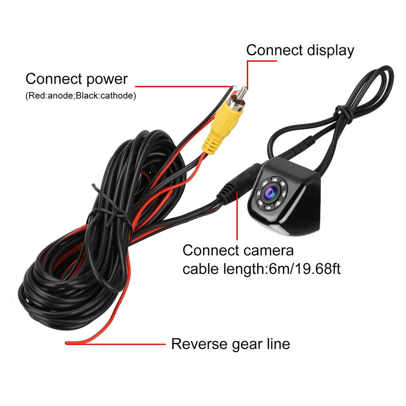 Backup Camera For Cars 170 Wide Angle 8 LED Night Vision Waterproof HD CMOS Reverse Camera 4