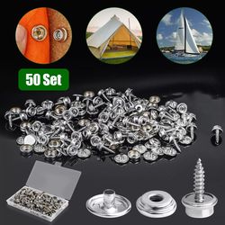 marine-grade snap fastener kit, 50 set stainless steel boat canvas cover buttons & socket fasteners
