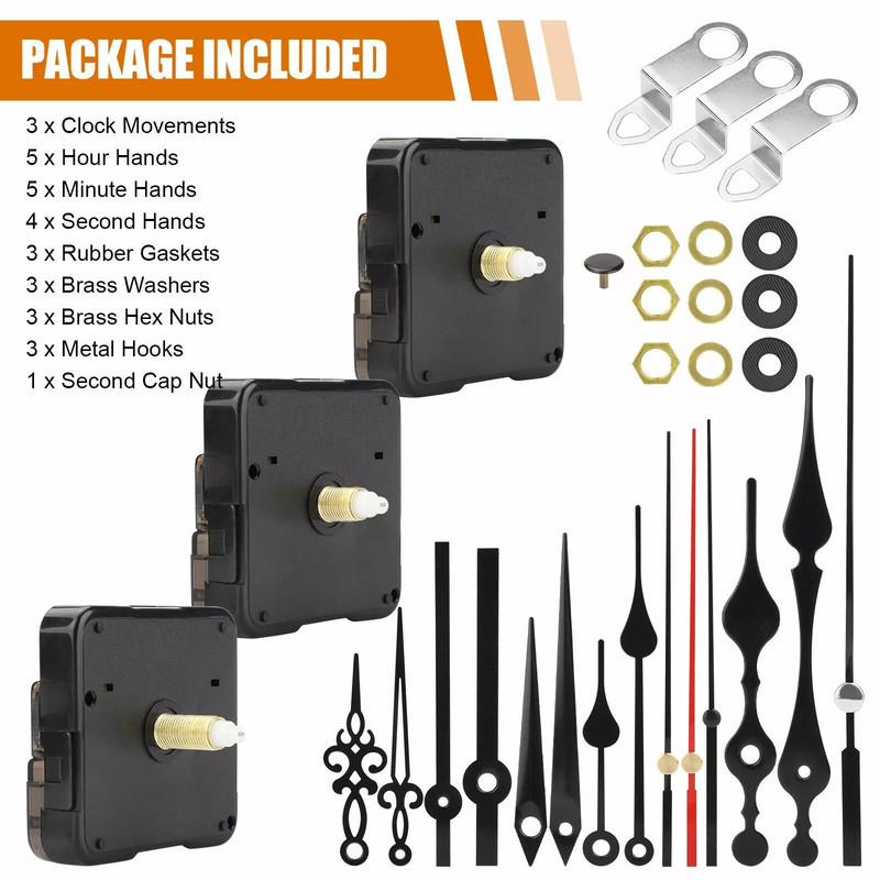 Quartz Clock Movement Replacement DIY Repair Kit With Mechanism Hands Tool Parts For Wall Clocks 5