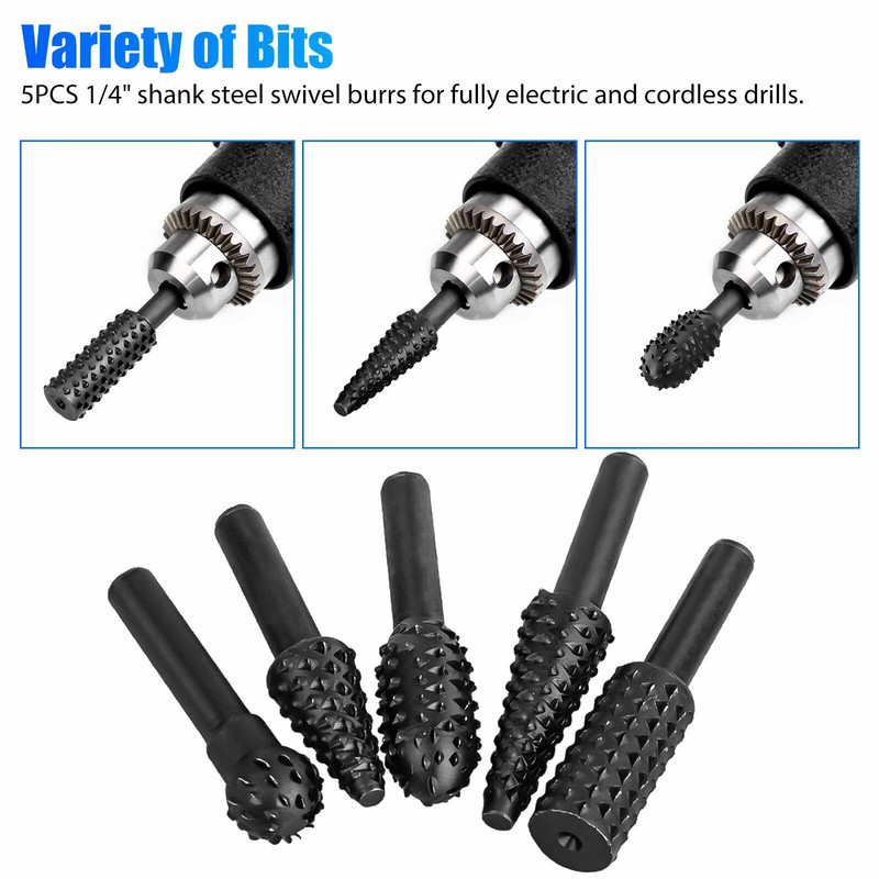 Dremel Rotary Tool Bits Set 5PCS 14 Carbide Burr Bits For Wood Carving Metalworking DIY Grinding 4