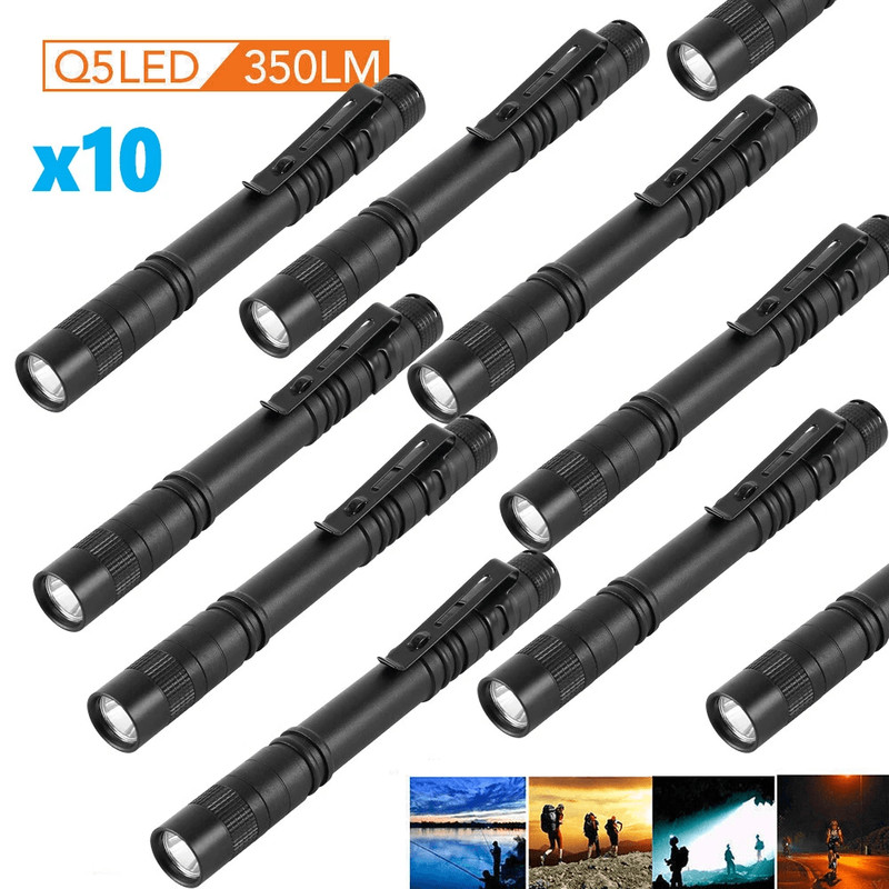LED Mini Flashlight Penlight Clip On Portable Pen Torch Lamp High Brightness Aluminum Light For Out 0