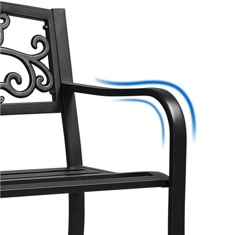 Antique Iron Patio Garden Bench Outdoor Yard Bench With Scroll Heart Design RustResistant Park Benc 7