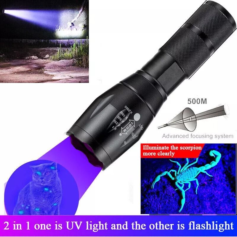 Powerful UV Torch Flashlight 120000LM Ultra Violet Blacklight LED Lamp For Professional Use 6