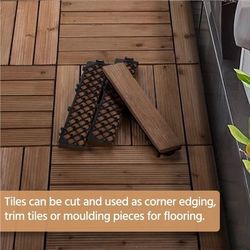 27pcs 12x12 interlocking wood flooring deck tiles – outdoor patio, balcony & decking wood tiles for indoor/outdoor use