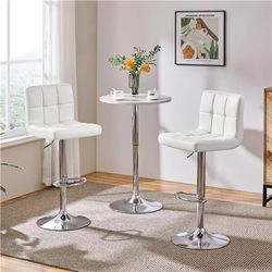 bar stools pu leather barstools, height adjustable for kitchen island counter, modern swivel stools with padded seat