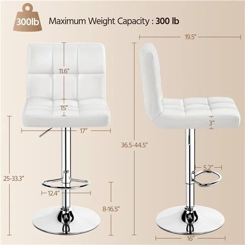 Bar Stools PU Leather Barstools Height Adjustable For Kitchen Island Counter Modern Swivel Stools W 9