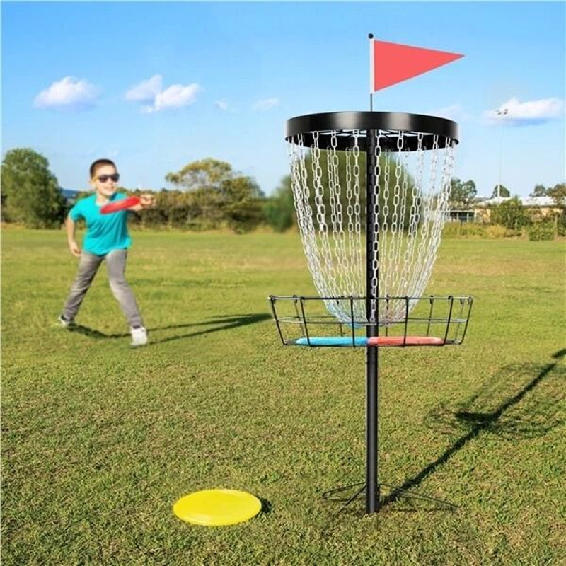 Heavy Duty Portable 24 Chain Disc Golf Basket With 3 Discs Practice Target For Backyard Travel 0