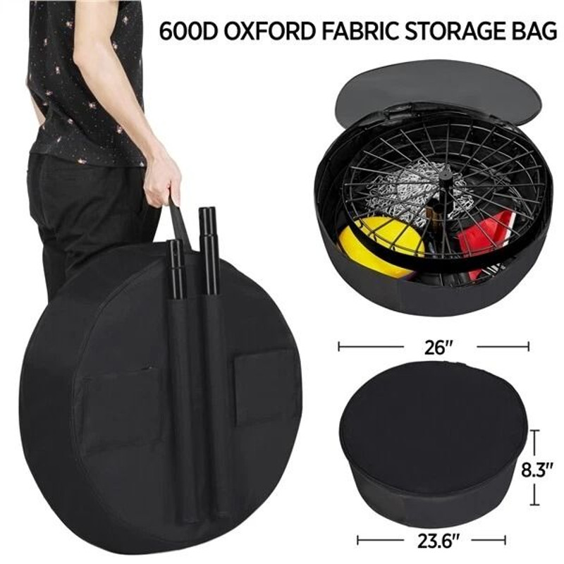 Heavy Duty Portable 24 Chain Disc Golf Basket With 3 Discs Practice Target For Backyard Travel 1