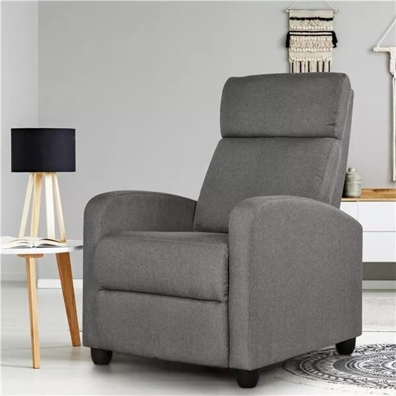Modern Single Recliner Chair Upholstered Sofa With Pocket Spring For Living Room Gray Linen Reclin 5