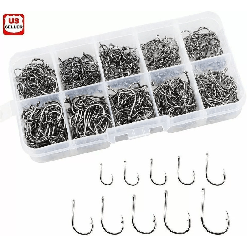 Fish Hooks Black High Carbon Sharpened Kit With Box Quality Fishing Hook Set 0