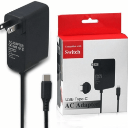 ac adapter power supply for nintendo switch, wall & travel charger plug cord type c usb fast charging compatible