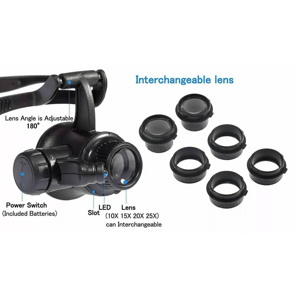 Double Lens Watch Repair Magnifier With LED Jewelry Watchmaker Loupe ABSGlass Close Focus Precisio 1