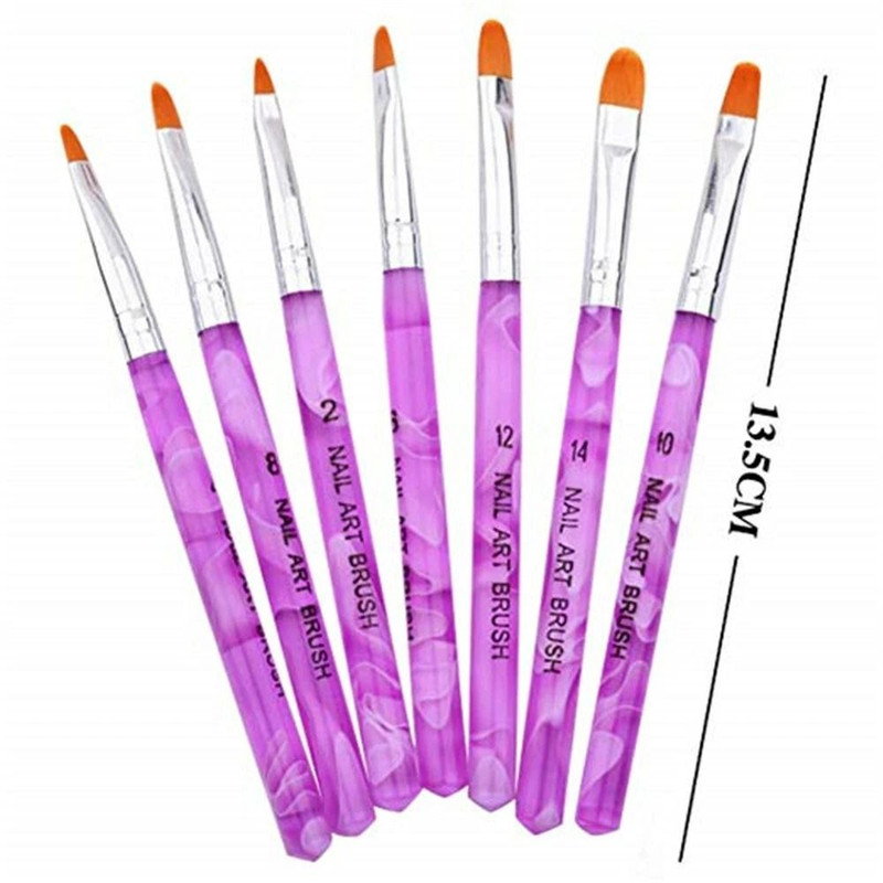 7Pcs Acrylic Nail Art Pen SetUV Builder Gel Painting Brushes For Professional Manicures Nail Tips 2