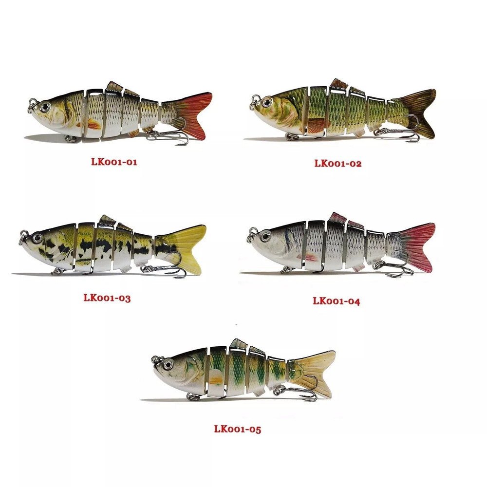 5PCS Lifelike Eyes 6Segment Bionic Bait With Treble Hooks Realistic Crucian Carp Fishing Lure For B 3