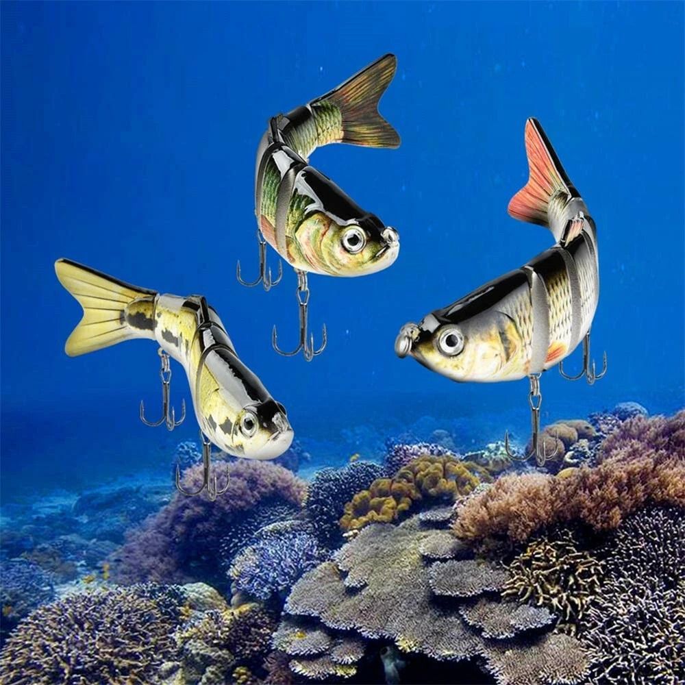 5PCS Lifelike Eyes 6Segment Bionic Bait With Treble Hooks Realistic Crucian Carp Fishing Lure For B 0