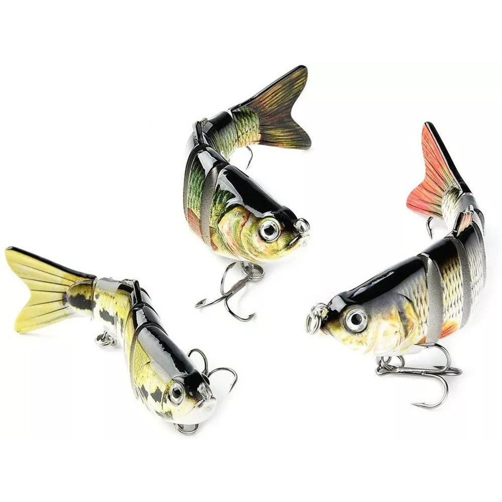 5PCS Lifelike Eyes 6Segment Bionic Bait With Treble Hooks Realistic Crucian Carp Fishing Lure For B 1