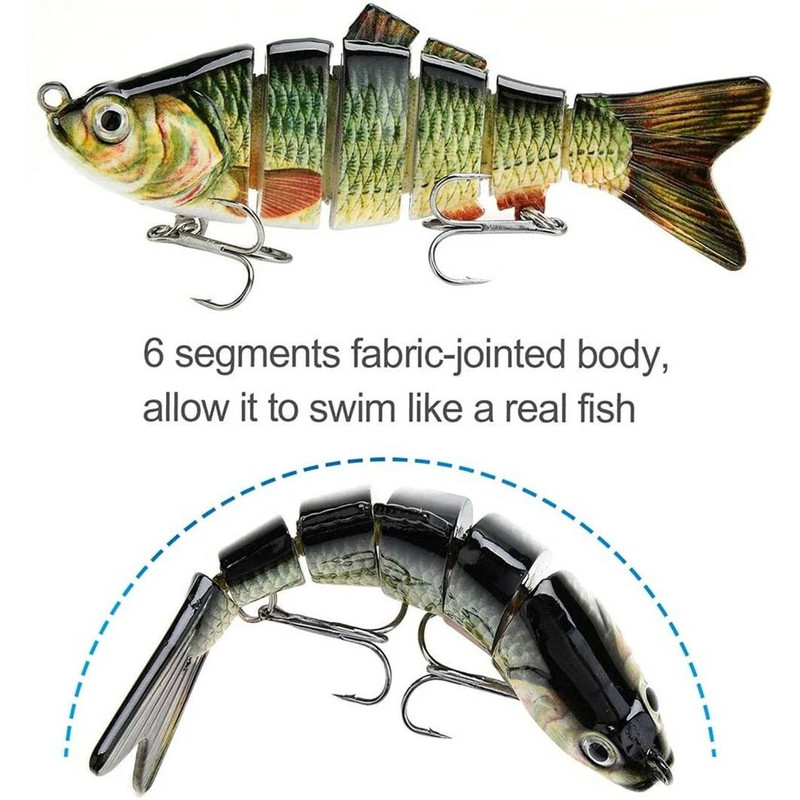 5PCS Lifelike Eyes 6Segment Bionic Bait With Treble Hooks Realistic Crucian Carp Fishing Lure For B 7