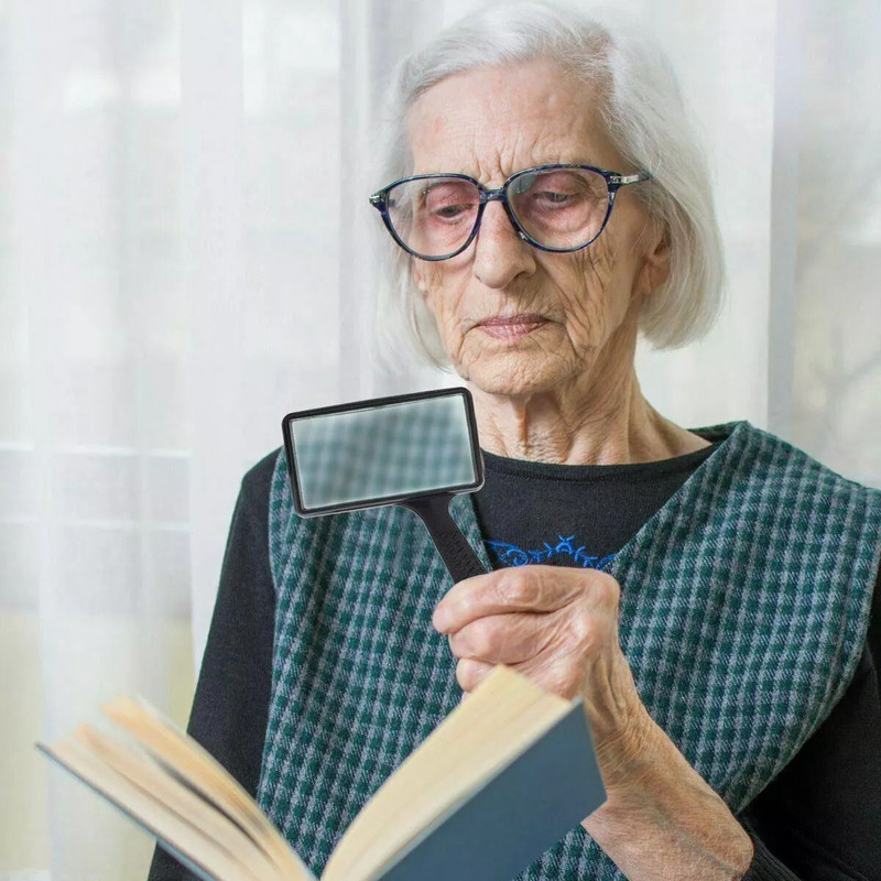 Handheld Rectangular 3X Magnifying Glass Optical Glass Lens For Reading Jewelry Hobbies Low Vision 0