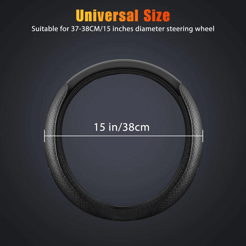 Universal Car Steering Wheel Cover PU Leather Non Slip Accessory All Season Protection Luxury Inte 3