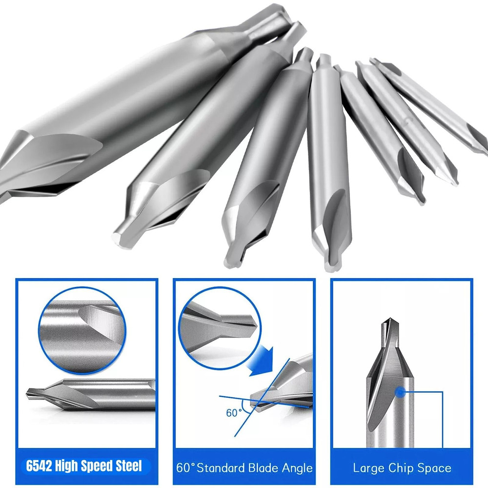 7PCS Center Drill Countersink Pilot Bits Set 60Degree Angle HSS Metalworking Tools For Steel Alumi 3