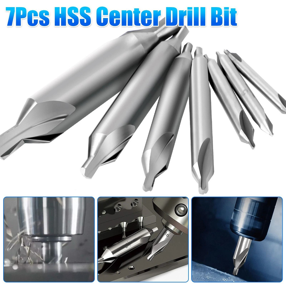 7PCS Center Drill Countersink Pilot Bits Set 60Degree Angle HSS Metalworking Tools For Steel Alumi 0