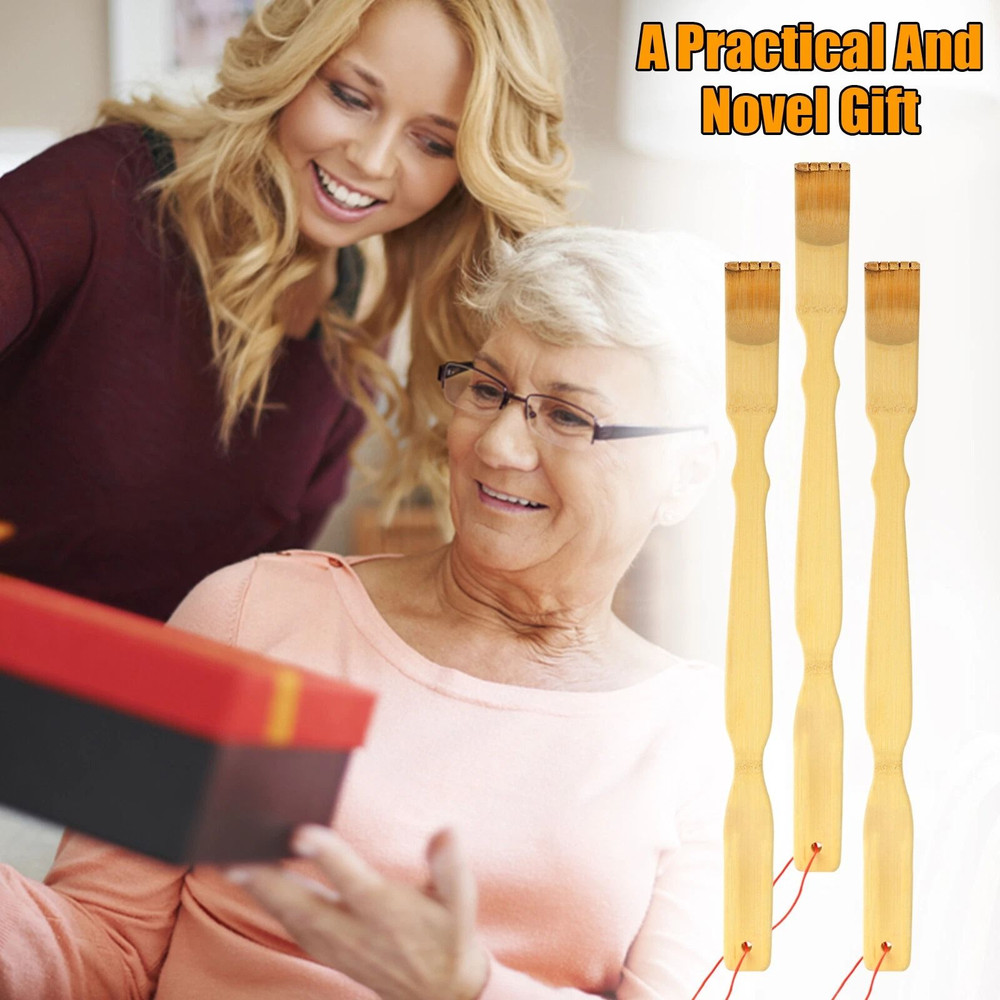 3 PCS Natural Bamboo Back Scratcher Long Reach Itch Relief Tool Portable Handcrafted Gift For Men 1