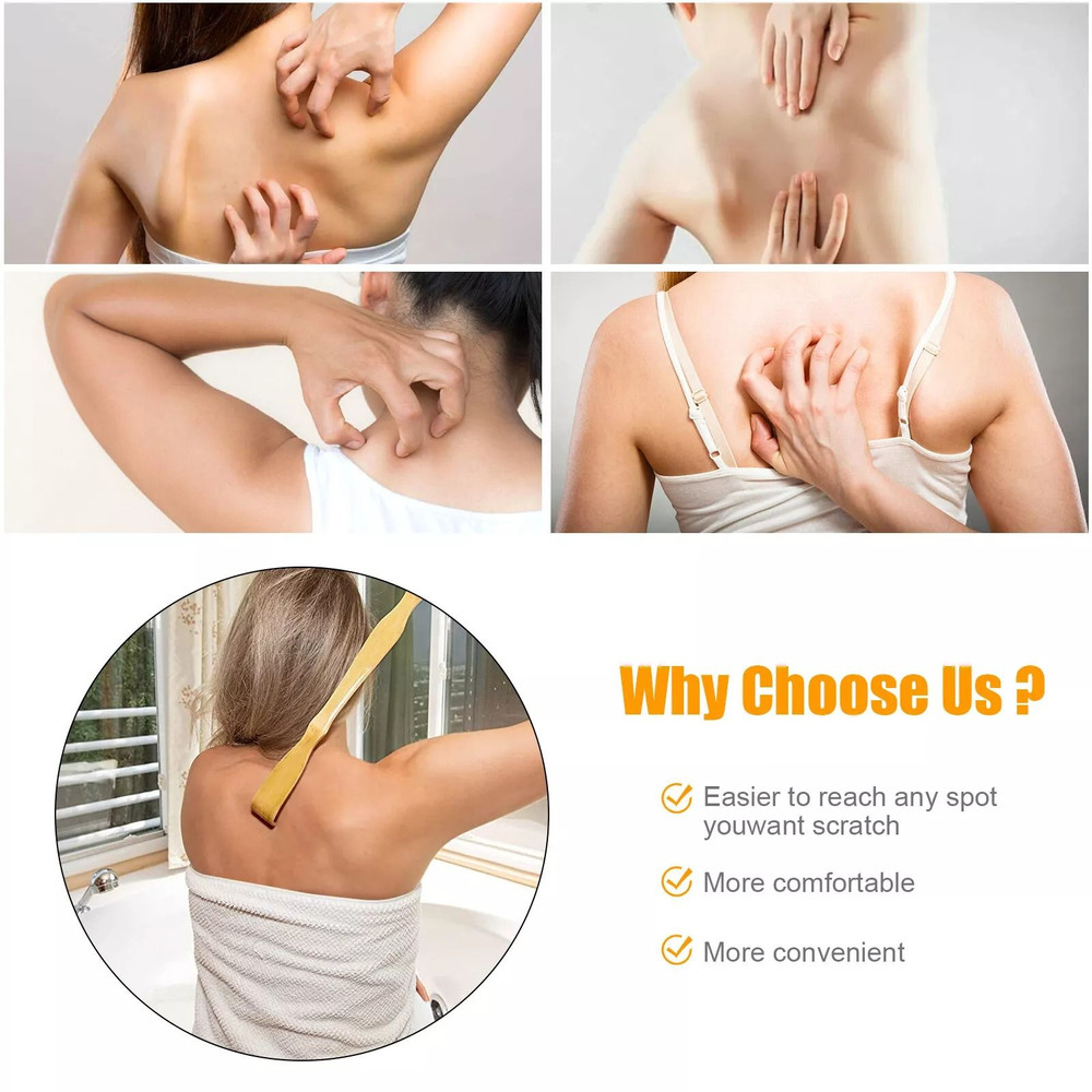 3 PCS Natural Bamboo Back Scratcher Long Reach Itch Relief Tool Portable Handcrafted Gift For Men 2