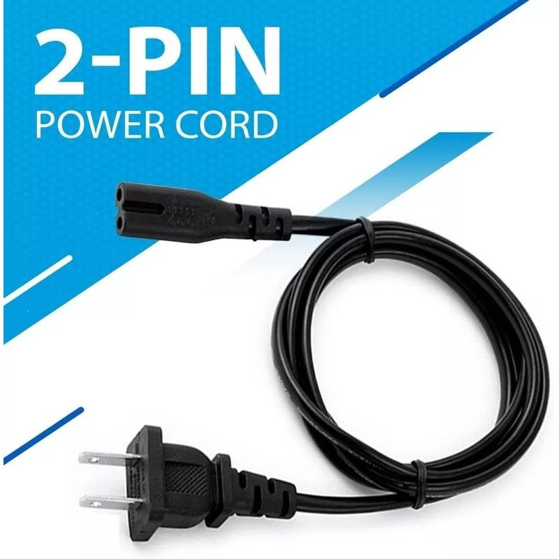 Universal 2 Prong AC Power Cord For PS5 PS4 PS3 PS2 Slim Xbox Series XS PC Laptop Monitor Samsung 1