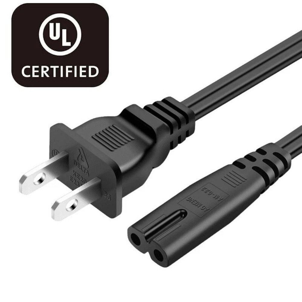 Universal 2 Prong AC Power Cord For PS5 PS4 PS3 PS2 Slim Xbox Series XS PC Laptop Monitor Samsung 2